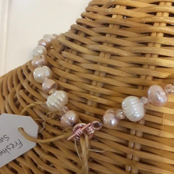 Handmade Sea Goddess statement necklace freshwater pearls, Abalone shell Artisan - Picture 8 of 10